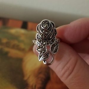 Sterling Marcasite Rose Ring